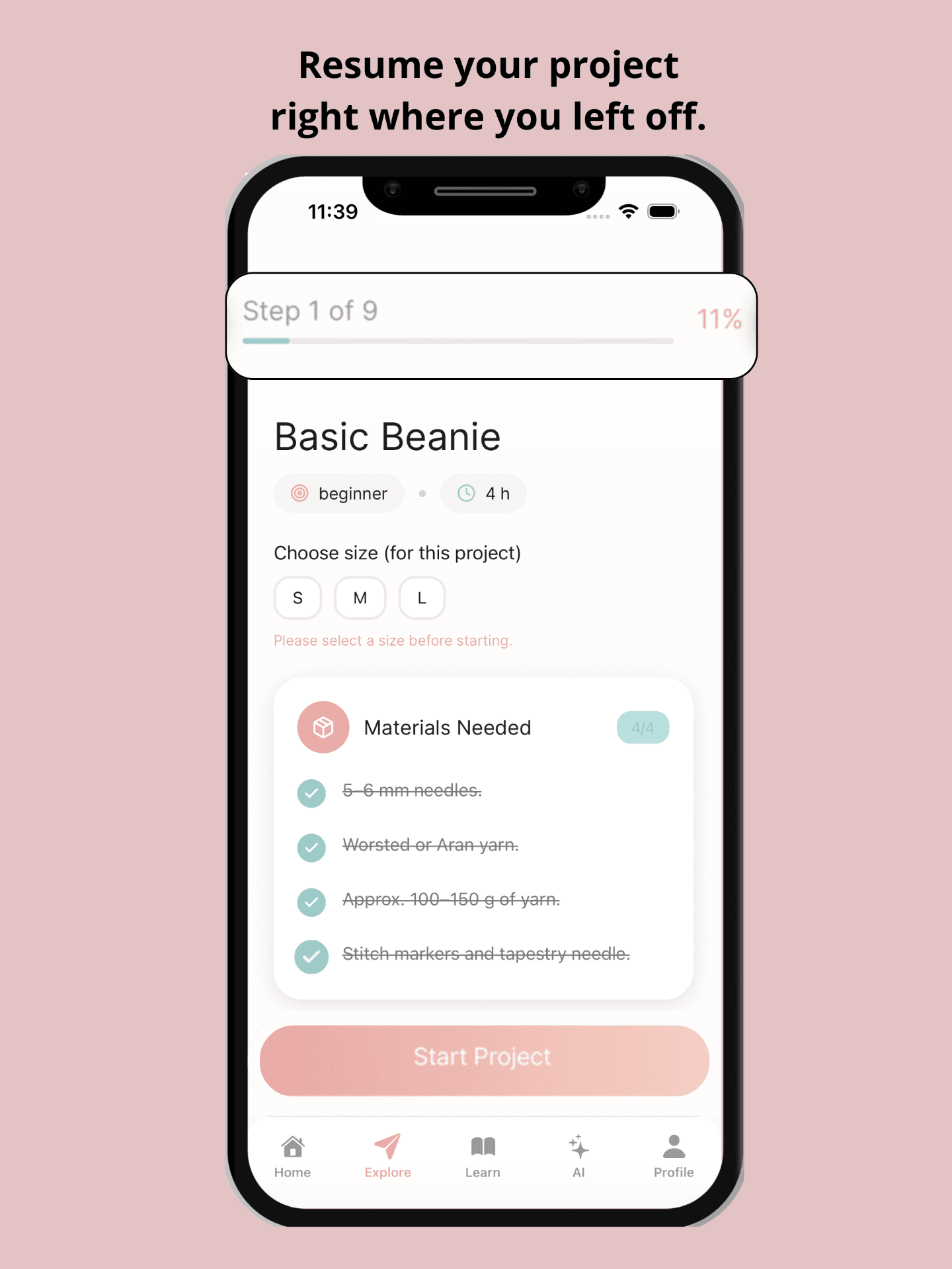 Suivi de projet tricot Woolio